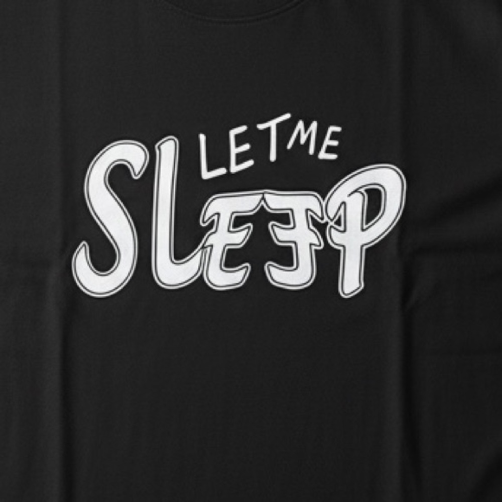 New! Black 'Let Me Sleep' Short-Sleeve Pajama Set with Black & White Plaid Pants - Picture 4 of 7